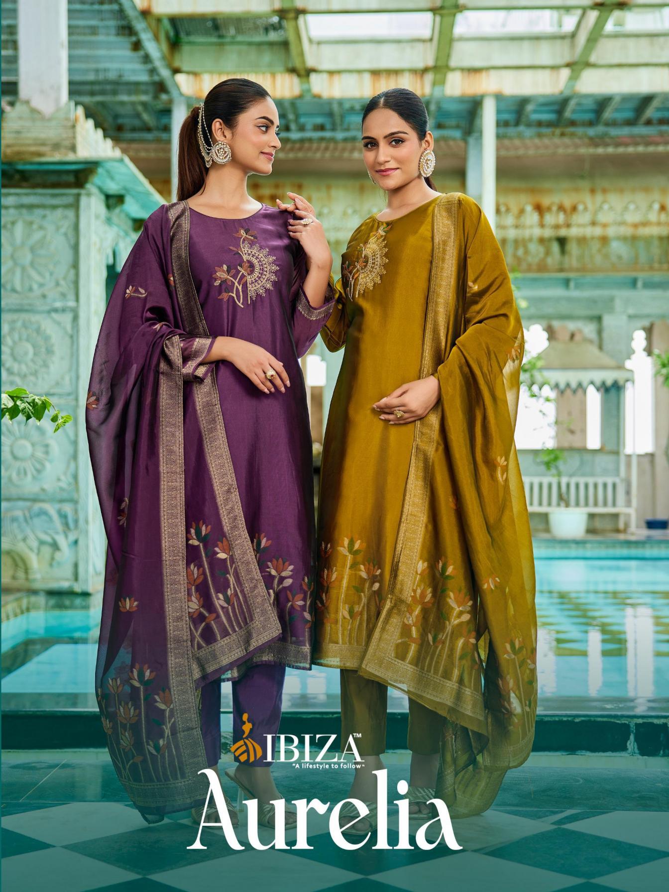 AURELIA BY IBIZA BANGLORY SILK JACQUARD UNSTITCH 3PCS