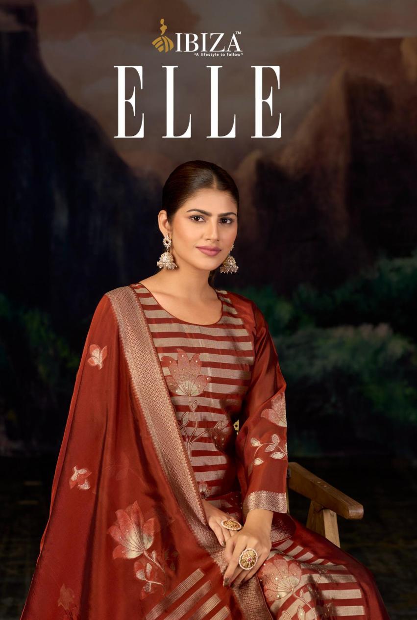 ELLE BY IBIZA BANGLORY SILK JACQUARD UNSTITCH LADIES SUITS 