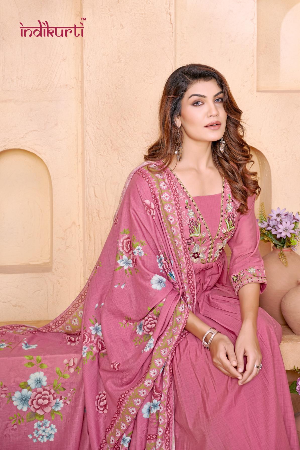 ZIYA BY INDIKURTI MUL CHANDERI READYMADE 3PCS COMBO SET