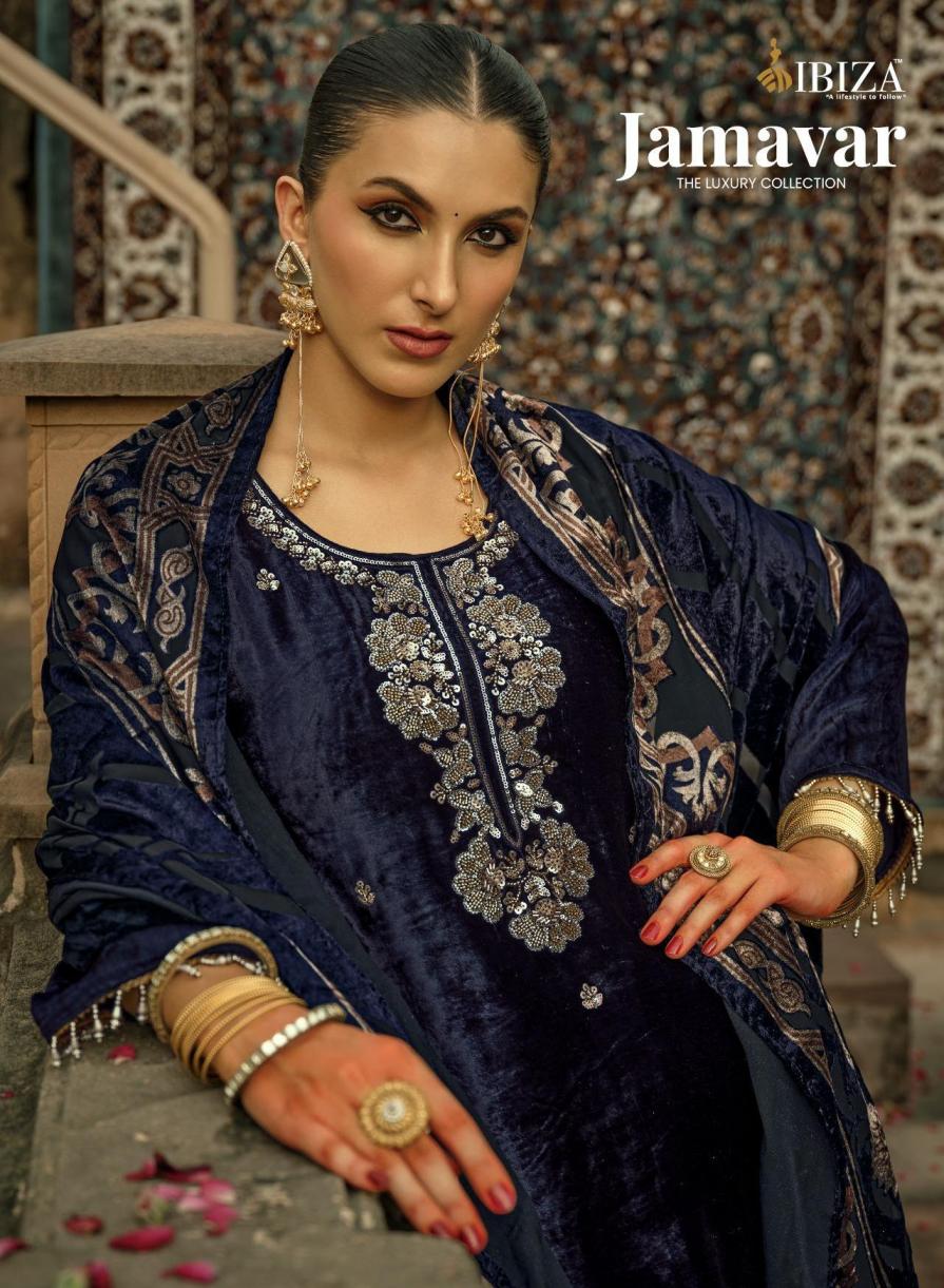IBIZA JAMAVAR HIT DESIGN VISCOSE VELVET WINTER SUITS  
