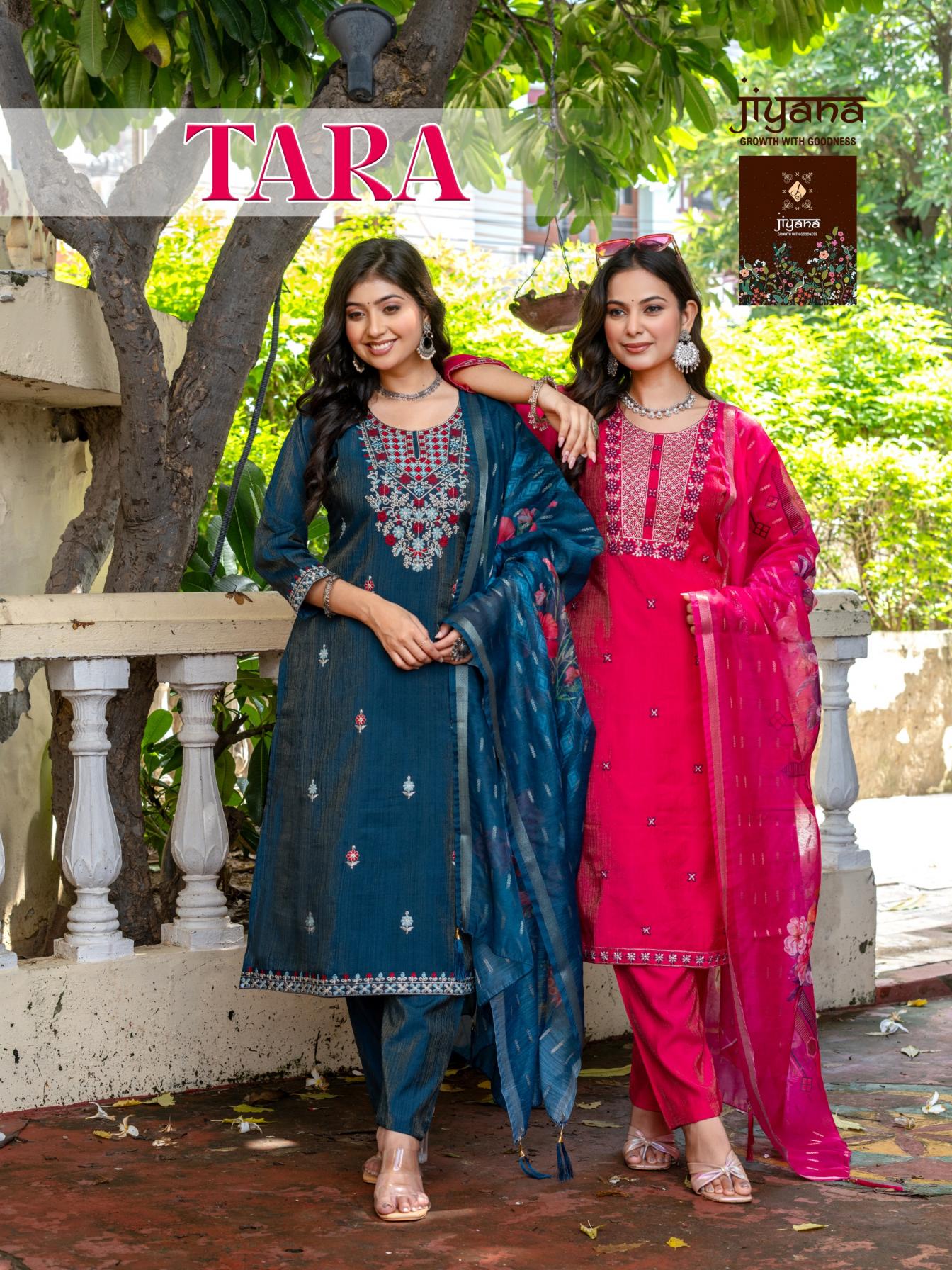 TARA BY JIYANA FULL STITCH VERTICAN SHIMAR 3PCS DRESS