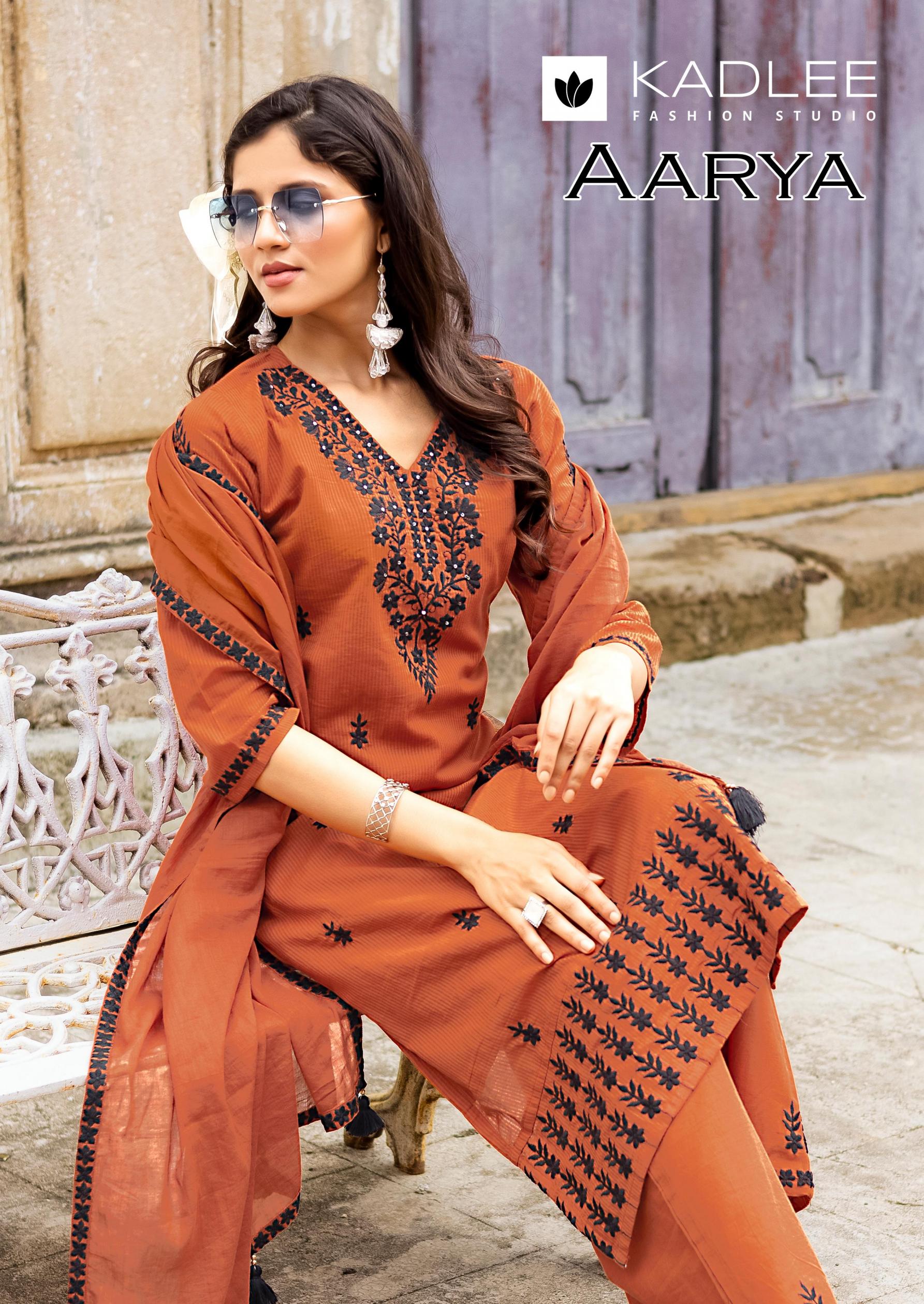 AARYA BY KADLEE  FULLSTITCH PURE COTTON READYMADE 3 PCS SUIT