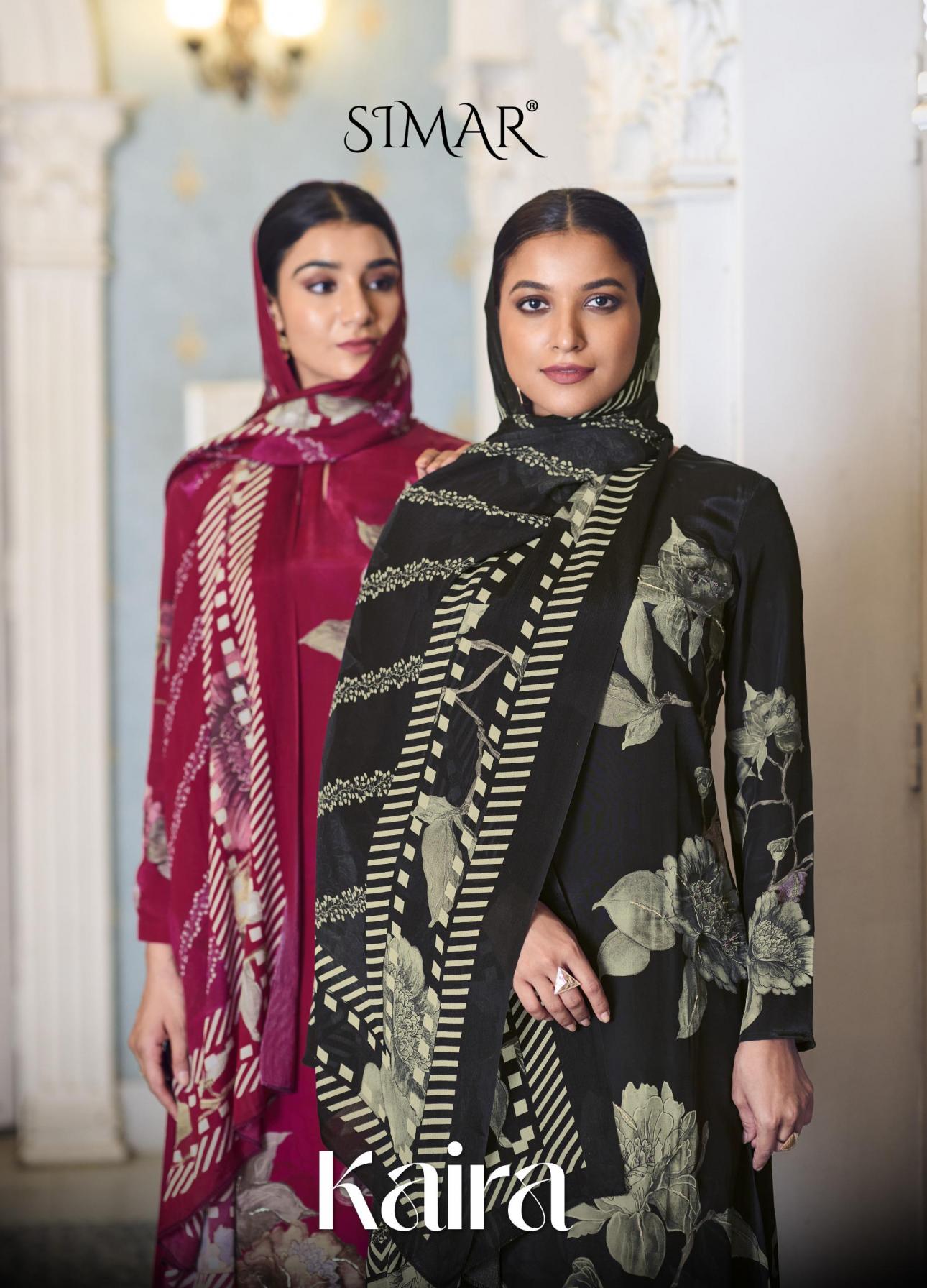 SIMAR GLOSSY BY KAIRA NATURAL CRAPE UNSTITCH SUITS 