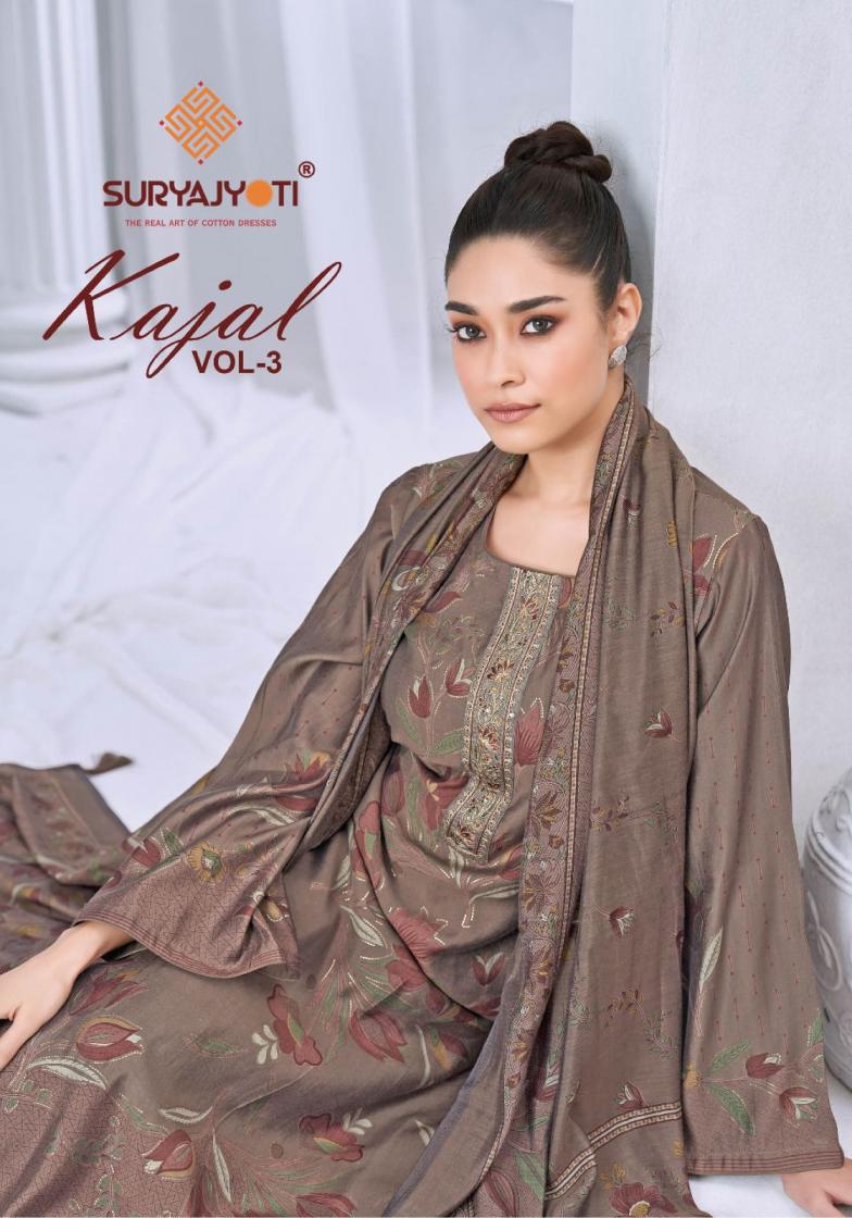 SURYAJYOTI KAJAL VOL 3 HIT DESIGN MODAL DISCHARGE PRINT UNSTITCH SUITS 