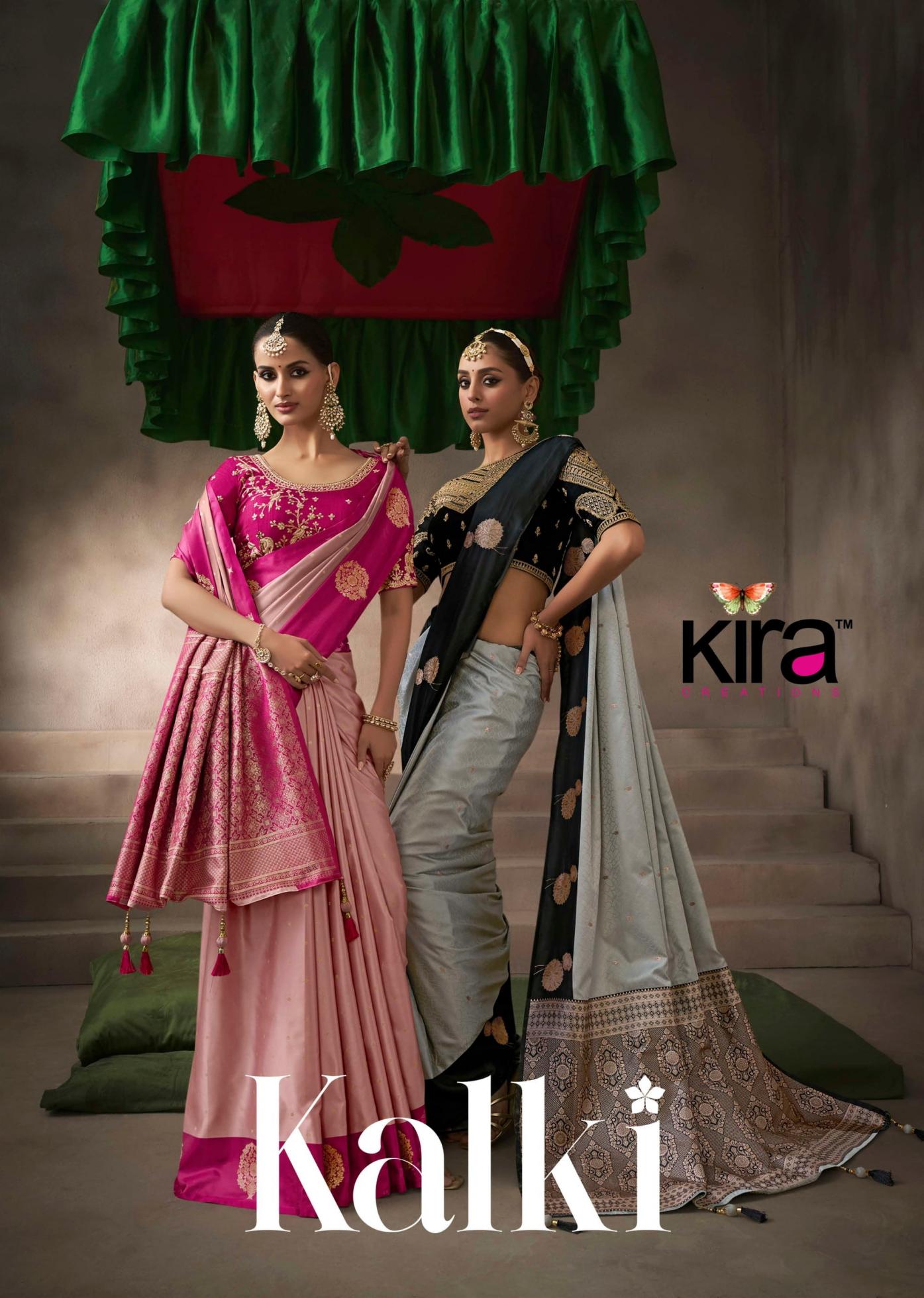 KIRA CREATION KALKI TRADITIONAL SATIN SILK 7701- 7710 SAREE FOR WOMENS 