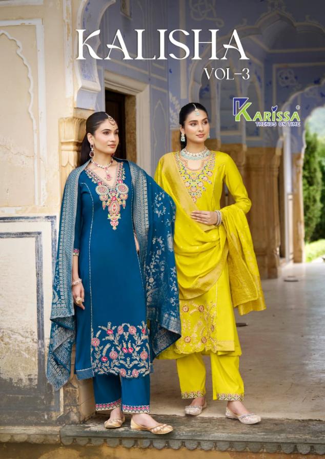 KALISHA VOL 3 BY KARISSA READYMADE VISCOSE ROMAN SILK TRENDY SUITS