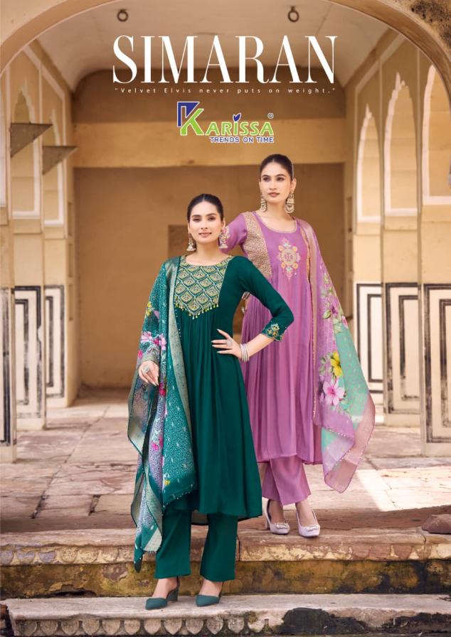 SIMARAN BY KARISSA READYMADE VISCOSE MUL CHANDERI SUIT FOR GIRLS 
