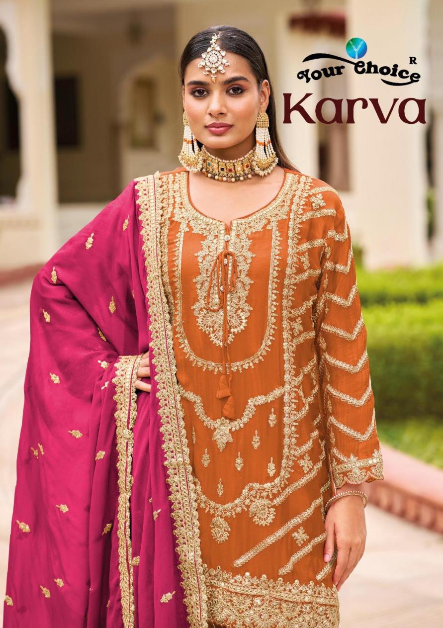 YOUR CHOICE KARVA READYMADE UNIQUE CHINON PLAZZO SUITS 