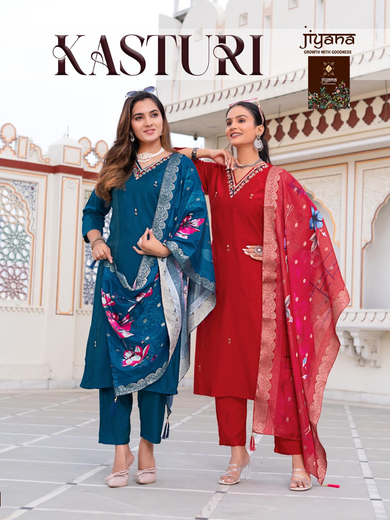 JIYANA KASTURI READYAMDE STYLISH VERTICAN SHIMMER SUITS 