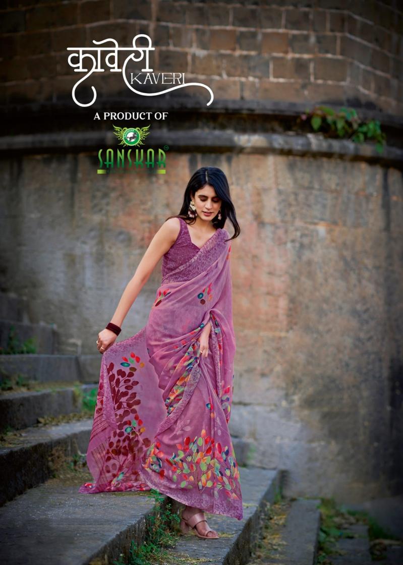 SANSKAR TEX PRINTS KAVERI BAMBER GEORGETTE PRETTY LOOK SAREE