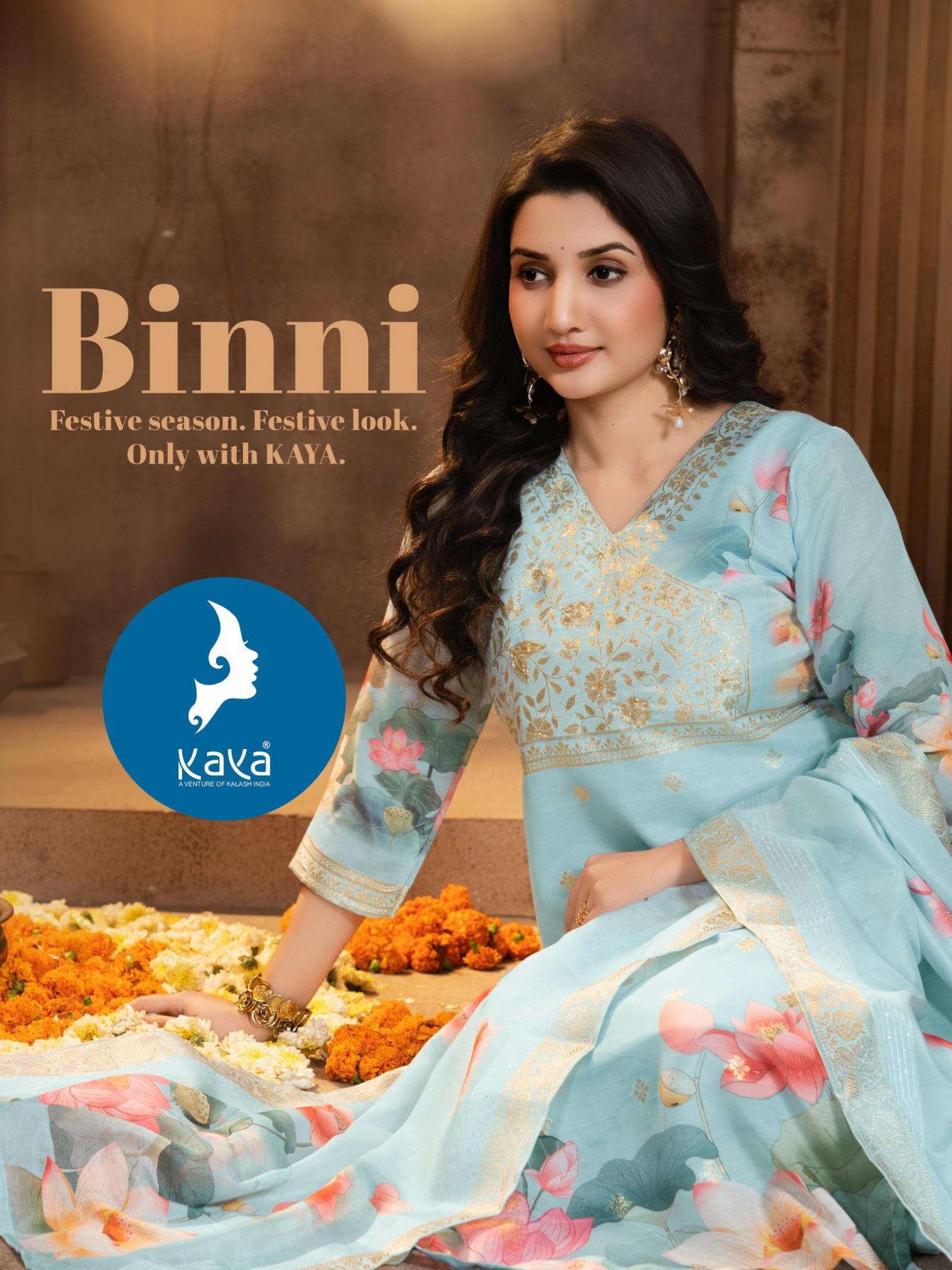 BINNI BY KAYA READYMADE CHANDERI JACQUARD PLUS SIZE SUIT FOR WOMENS 