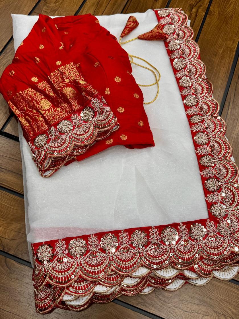 KC 336 WEAVING GEORGETTE PARTY WEAR SAREE WHOLESALER 