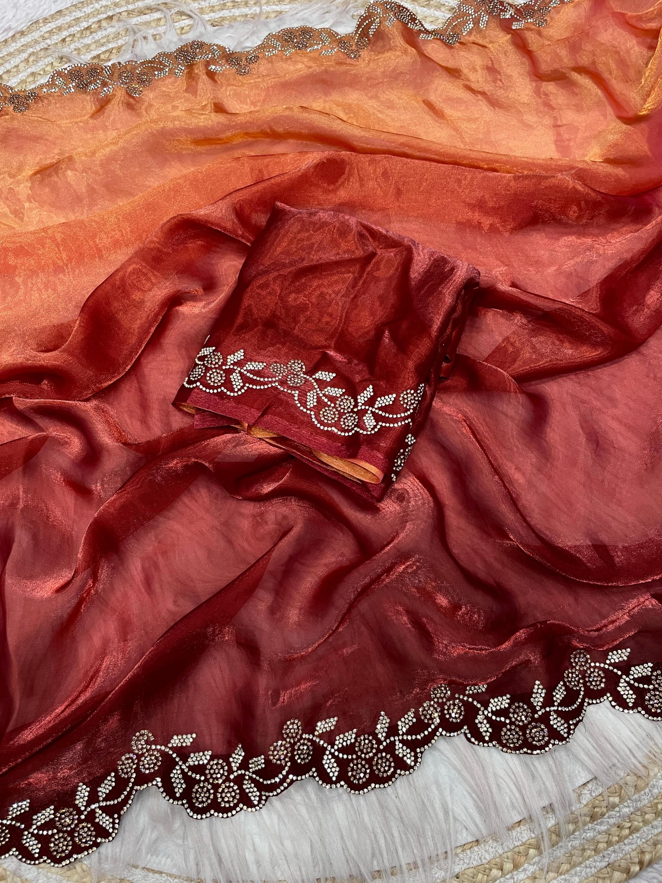 KC 664 SILK JARKHAN WORK PARTY WEAR SAREES ONLINE 