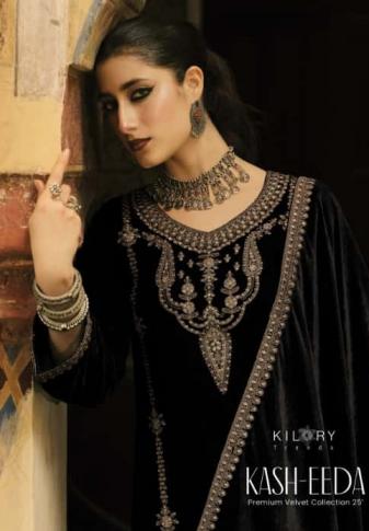 KASH EEDA BY KILORY TRENDS STYLISH WINTER VELVET UNSTITCH SUITS 