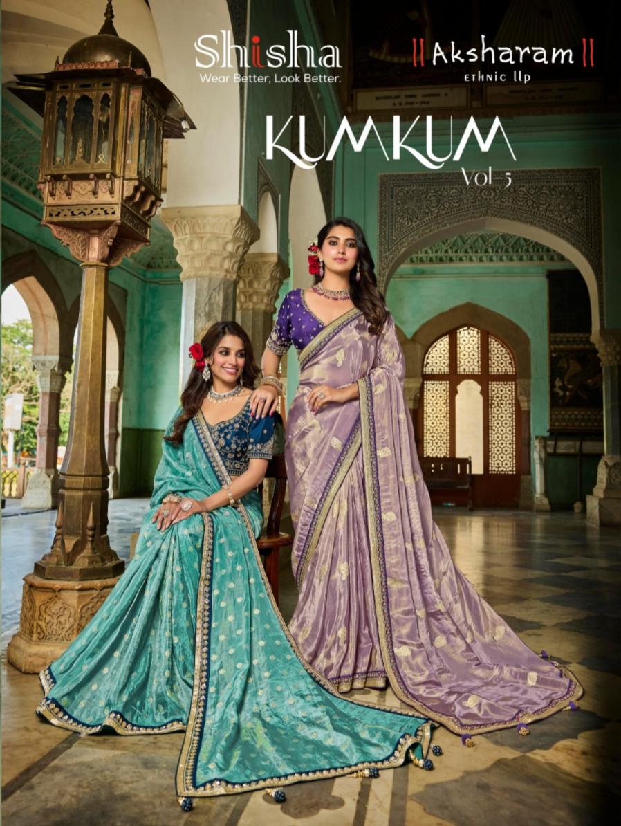 SHISHA KUM KUM VOL 5 PRETTY VISCOSE TISSUE FANCY SAREE