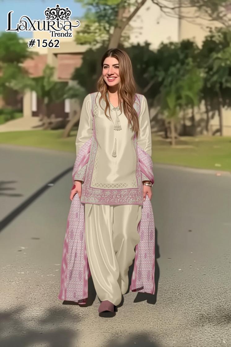 1562 BY LAXURIA TRENDZ SATIN READYMADE PAKISTANI 3PCS DRESS