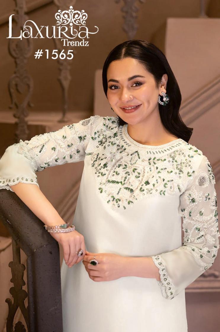 1565 BY LAXURIA TRENDZ FULLY STITCH SATIN PAKISTANI PLAZZO DRESS