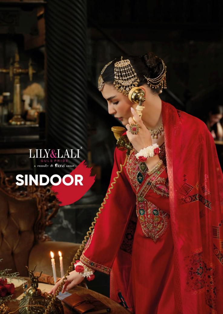 SINDOOR BY LILY & LALI VISCOSE SILK READYMADE UNIQUE 3PCS DRESS