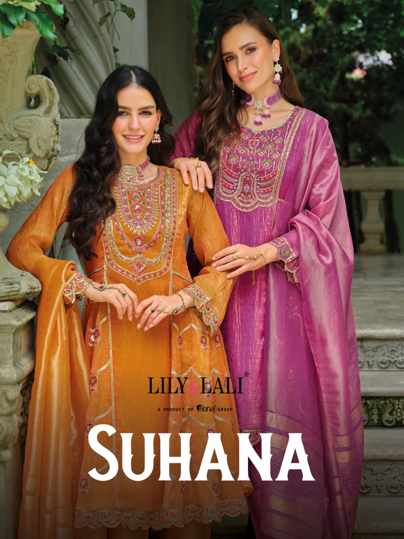 SUHANA BY LILY & LALI READYMADE SIMMER SILK 3PCS DRESS