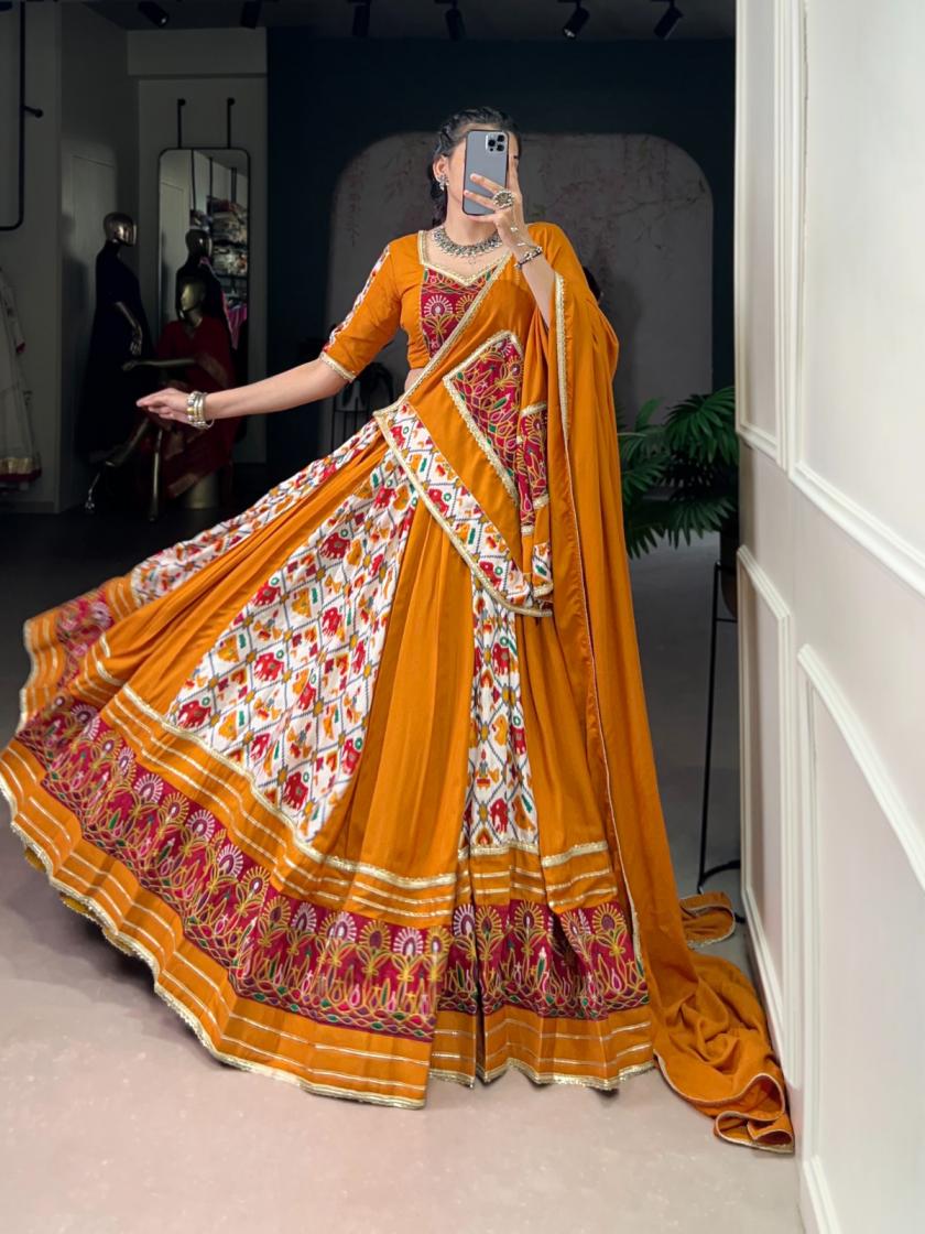 LNB1685 HALF SAREE FULL STITCH RAYON NAVRATRI LEHENGAS ONLINE  