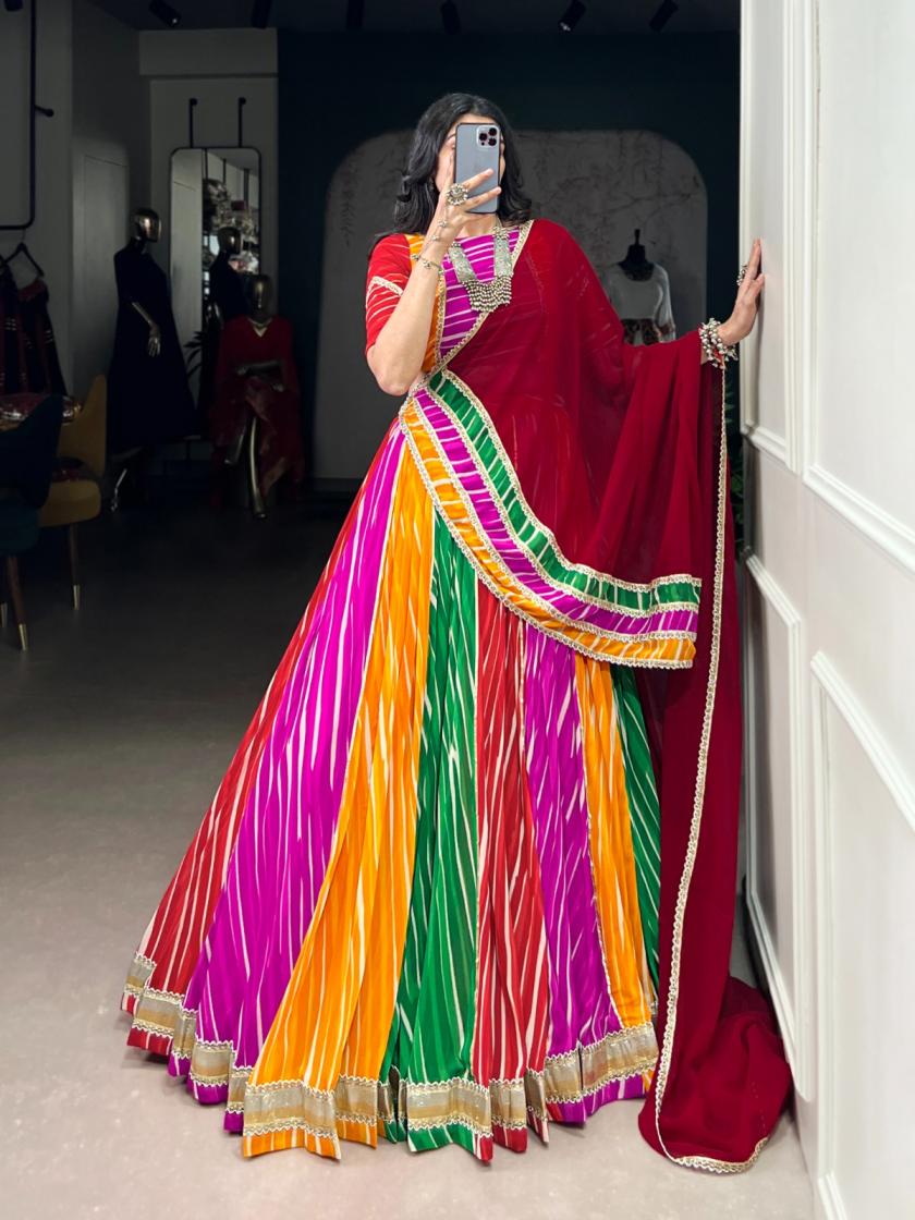 LNB1688 NAVRATRI SPECIAL GEORGETTE LEHERIYA PRINT READYMADE LEHENGAS 