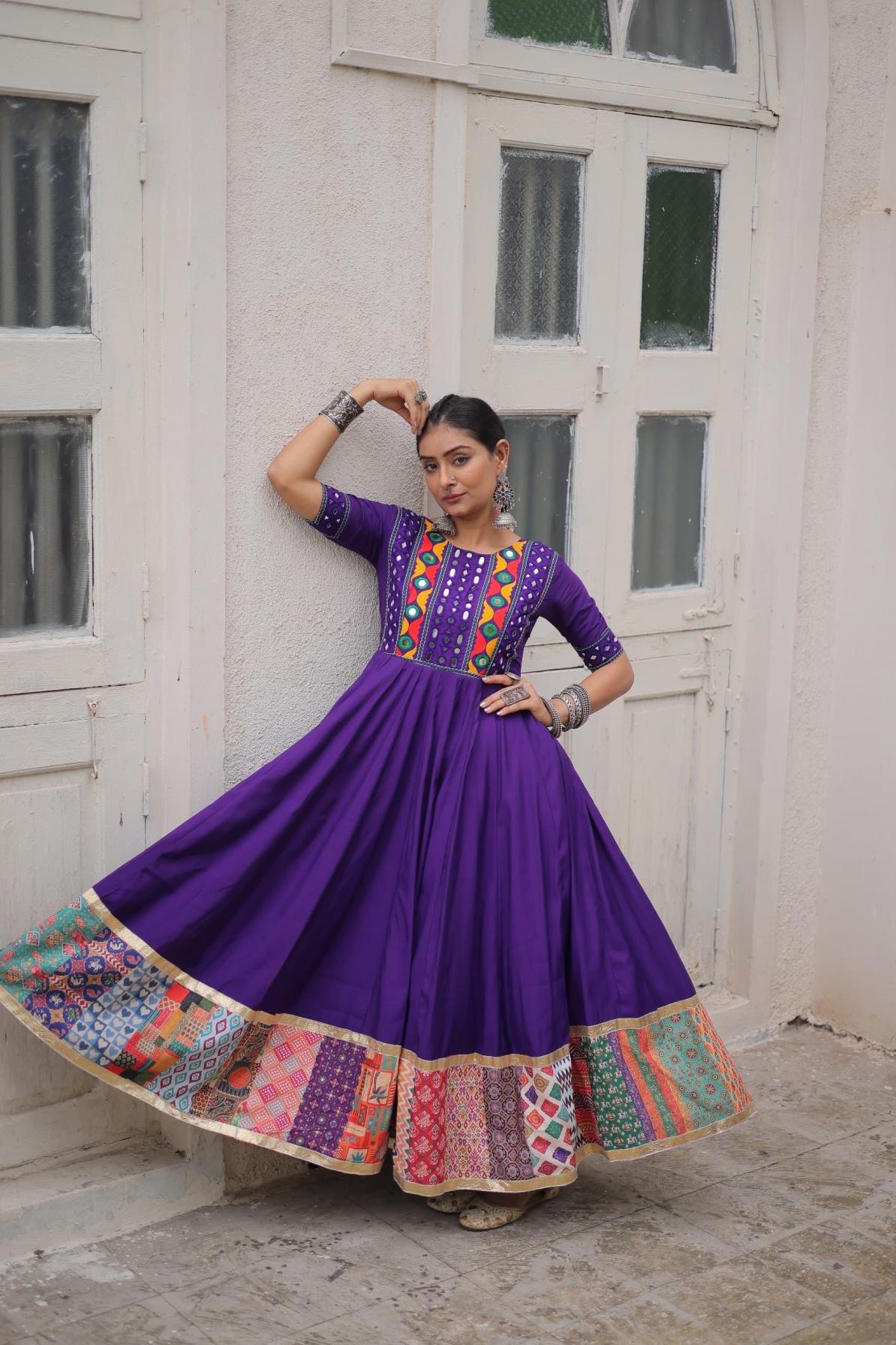 LW 9269 FESTIVE LOOK FULL STITCH ROMAN NAVRATRI GOWN 
