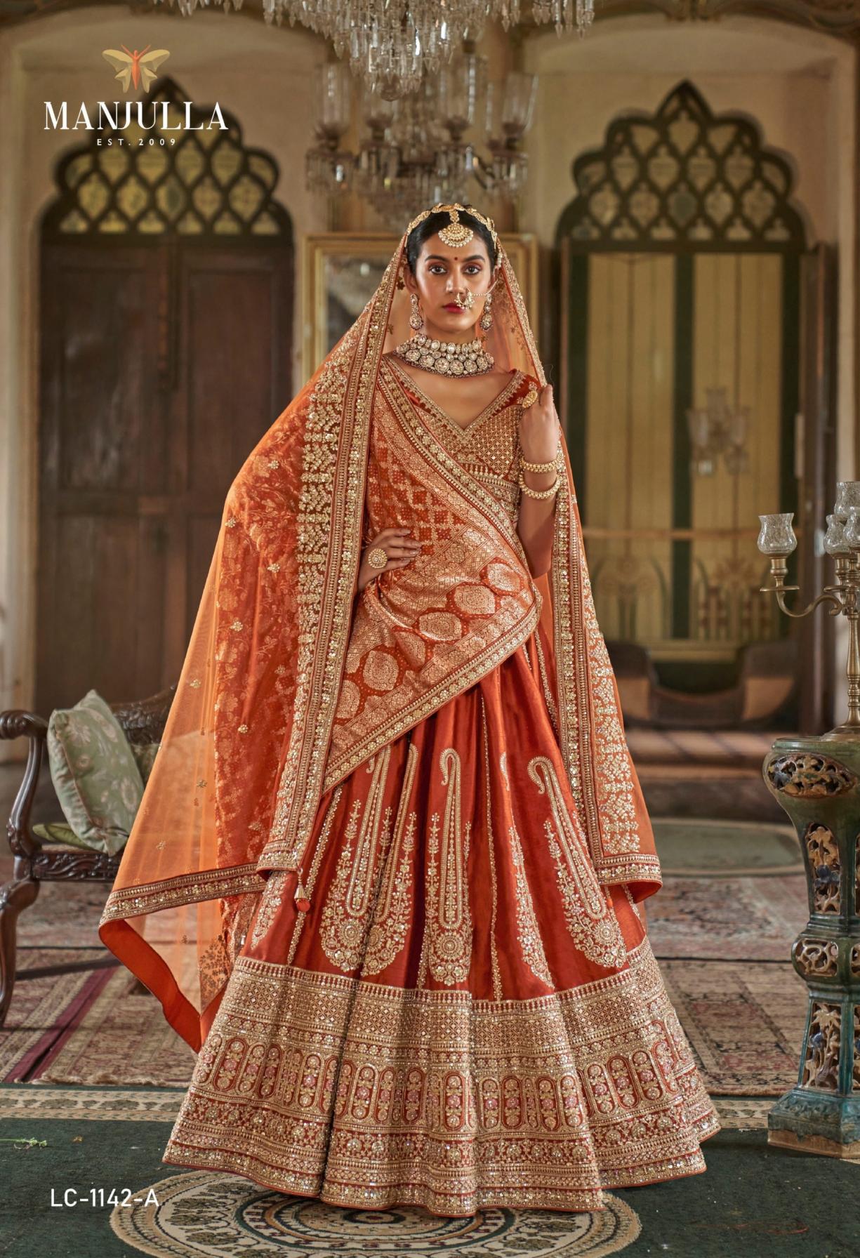 DULHAN VOL 1 BY MANJULLA FASHION BRIDAL TONE SILK STITCH LEHENGA UNSTITCH BLOUSE 