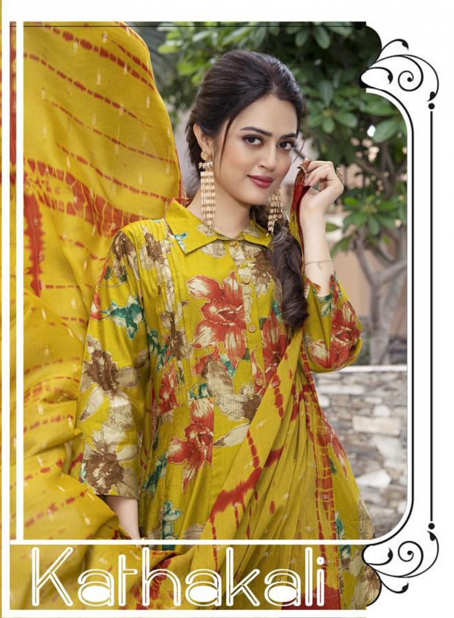 KATHAKALI  BY MASTER READYMADE UNIQUE GADHWAL PRINT SUITS 