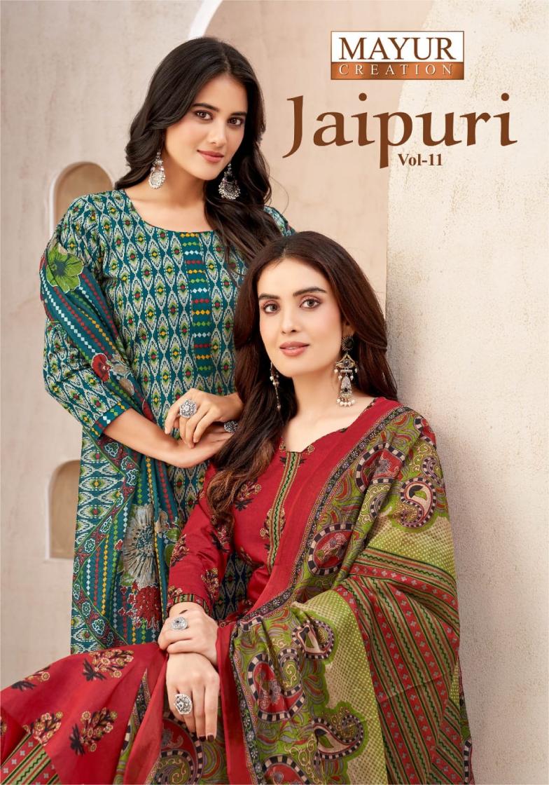 JAIPURI VOL 11 BY MAYUR CREATION COTTON FANCY FULL STITCH BIG SIZE DRESS