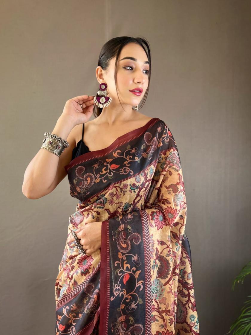 MAYURI KALAMKARI PRINTS AMAZING COTTON WEAVES SAREES 