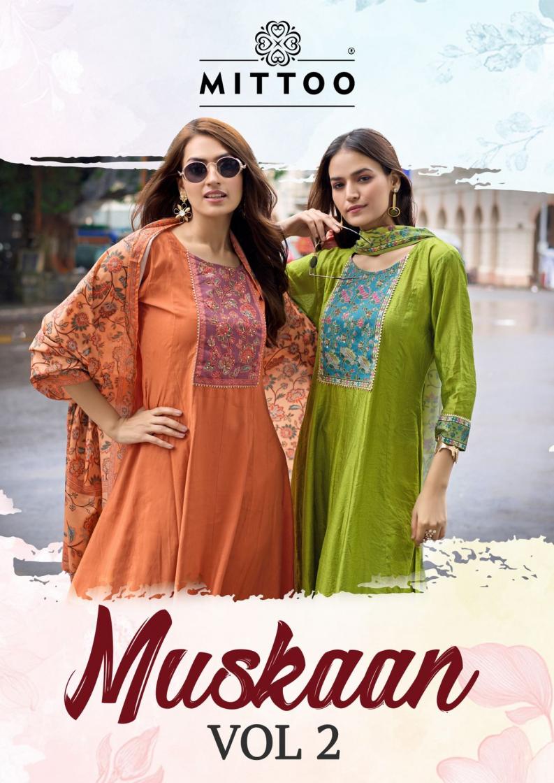 MUSKAAN VOL 2 BY MITTOO MODAL SILK FULL STITCH SUIT FOR WOMENS 