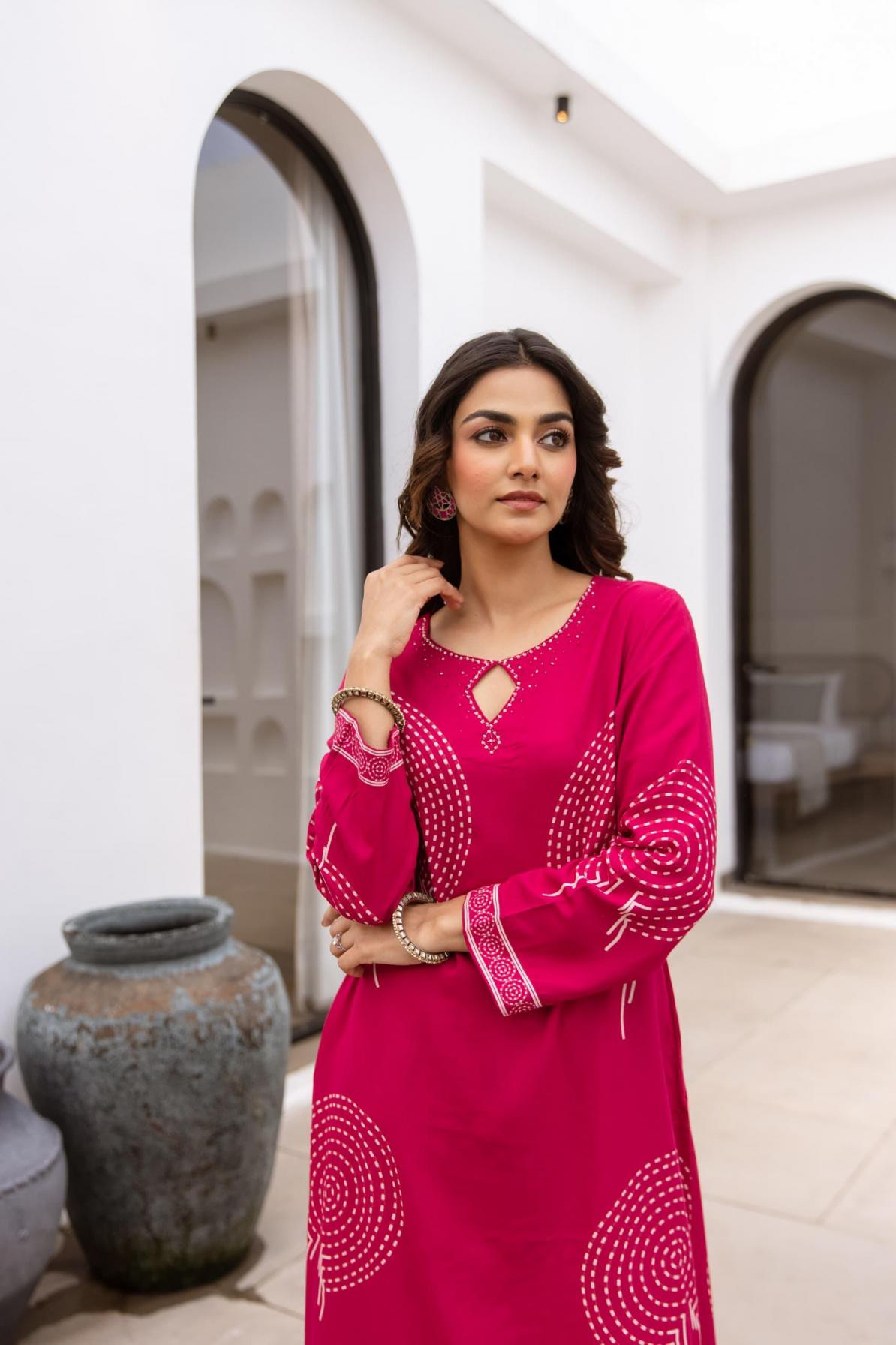 MODERN GERMAN RAYON READYMADE COMBO SET FANCY KURTI WITH PLAZZO 