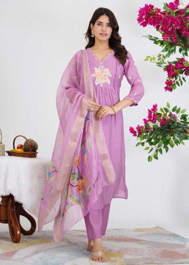 MODERN STYLISH FULL STITCH MUL CHANDERI COMBO 3PCS DRESS