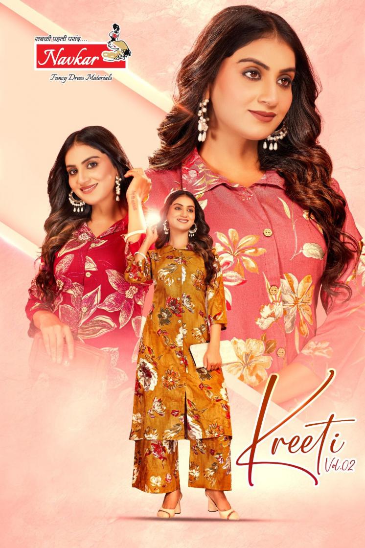 KREETI VOL 2 BY NAVKAR RAYON REGULAR WEAR READYMADE CO-ORD SET
