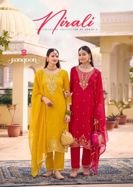 RANGOON NIRALI AMAZING CHIFFON FULLY STITCH 3PCS DRESS