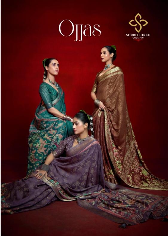 SHUBH SHREE OJJAS AMAZING WEAVING TRANDY JACQUARD SAREES  