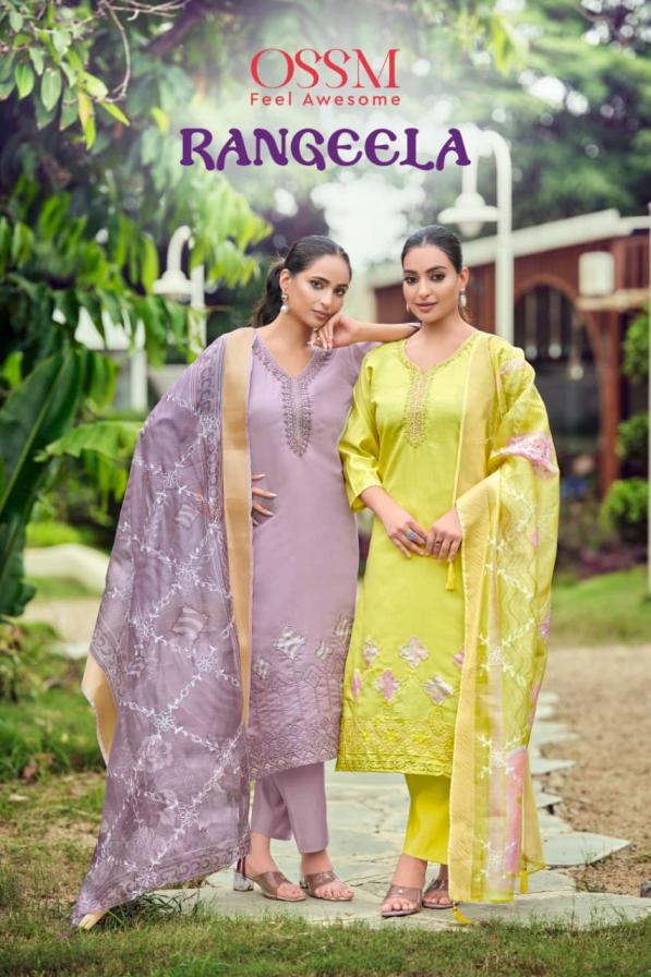 KANGANAA BY OSSM ROMAN SILK PRETTY FULL STITCH 3PCS DRESS