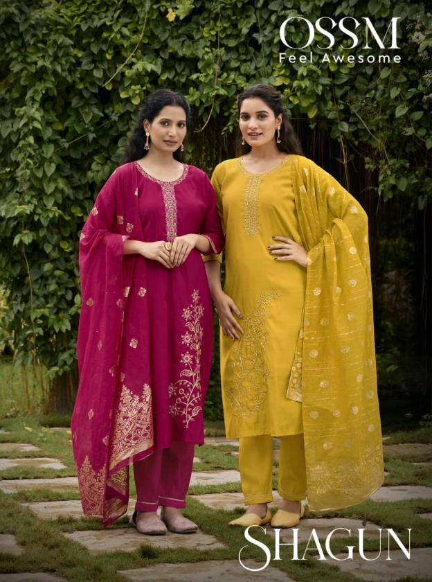 SHAGUN BY OSSM VISCOSE ROMAN SILK READYMADE BIG SIZE 3PCS DRESS