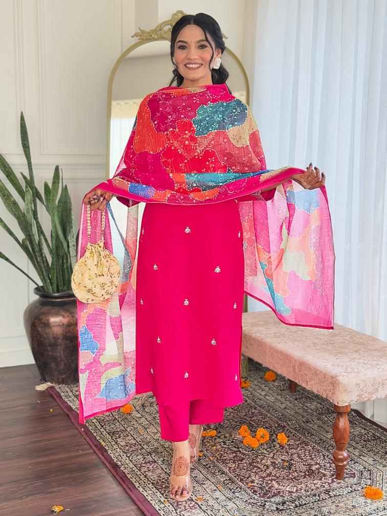 9STAR FASHION LEO VISCOSE CHANDERI WITH EMBRODERY WORK FANCY DESIGNER READYMADE SUITS