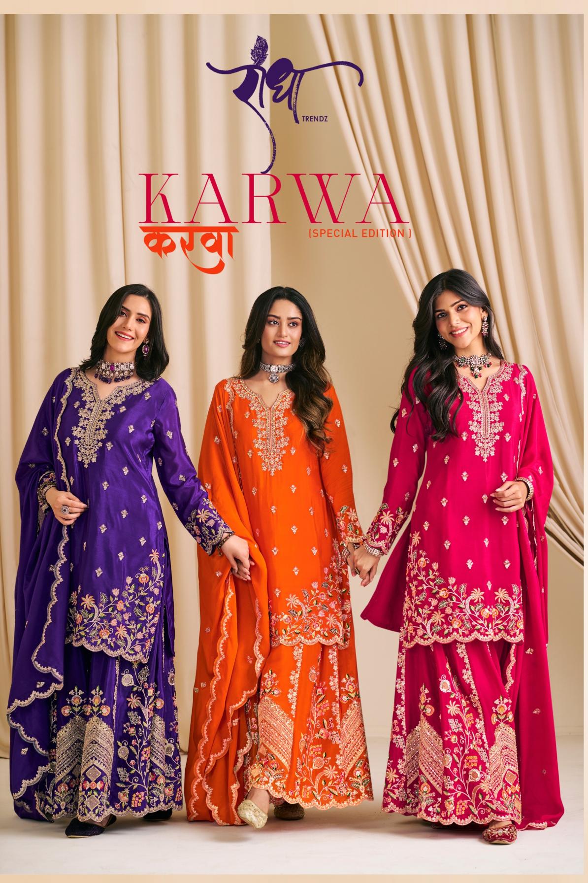 KARWA SILK BY RADHA TRENDZ CHINON EXCLUSIVE FULL STITCH PLAZZO DRESS