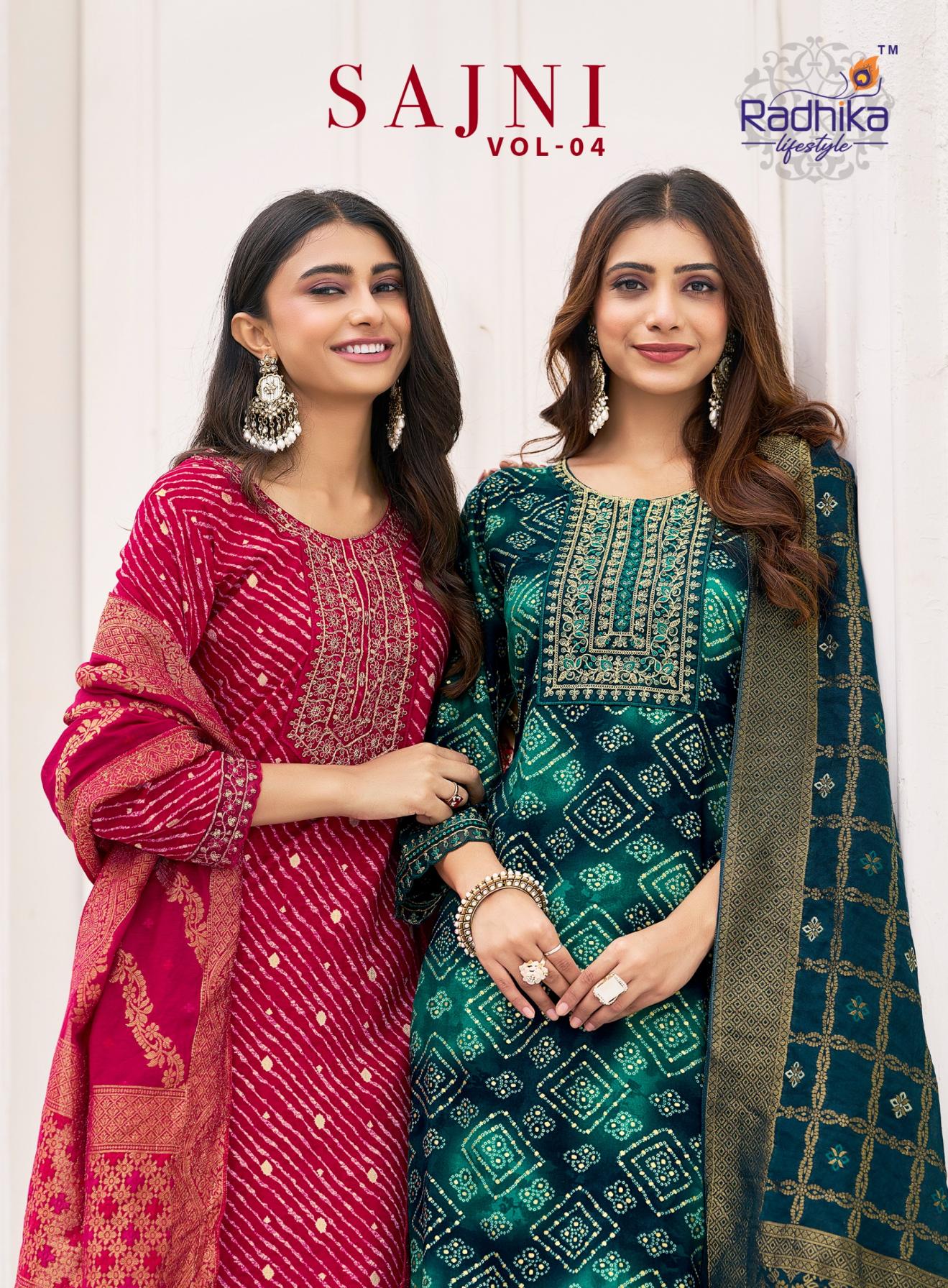 SAJNI VOL 4 BY RADHIKA LIFESTYLE FULLY STITCH RAYON PLUS SIZE 3PCS DRESS