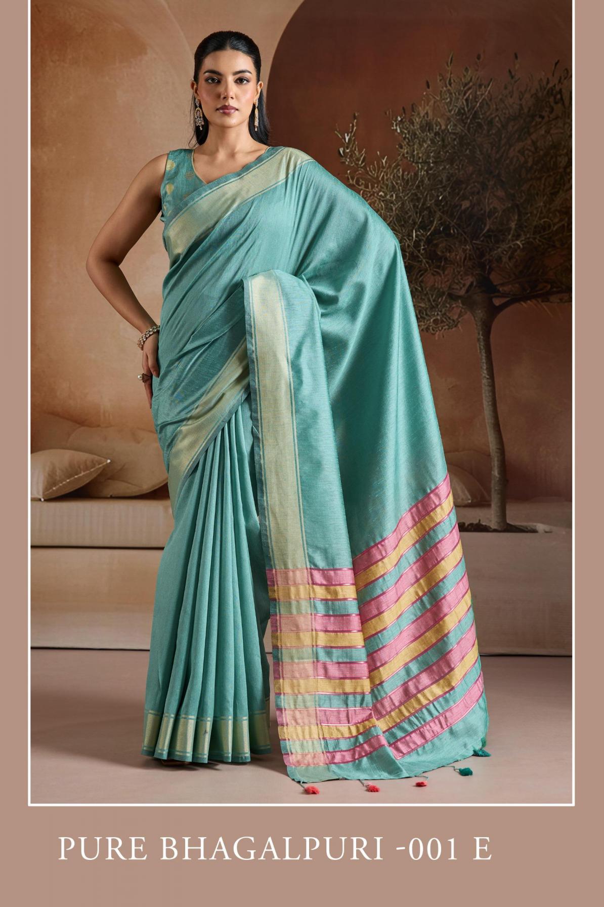 PURE BHAGALPURI BY RAJTEX HANDWOVEN SHOP TRENDY SAREES 