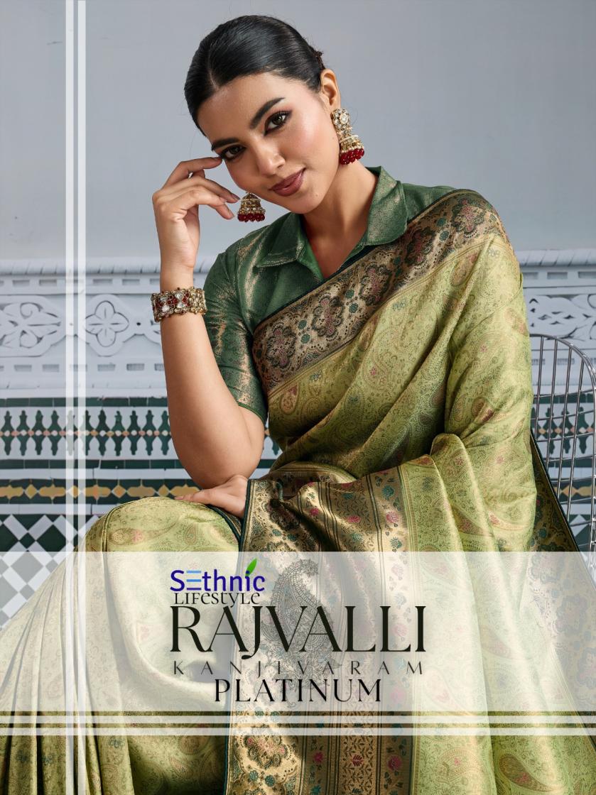 SETHNIC LIFESTYLE RAJVALLI PLATINUM AMAZING KANJIVARAM SILK SAREES 