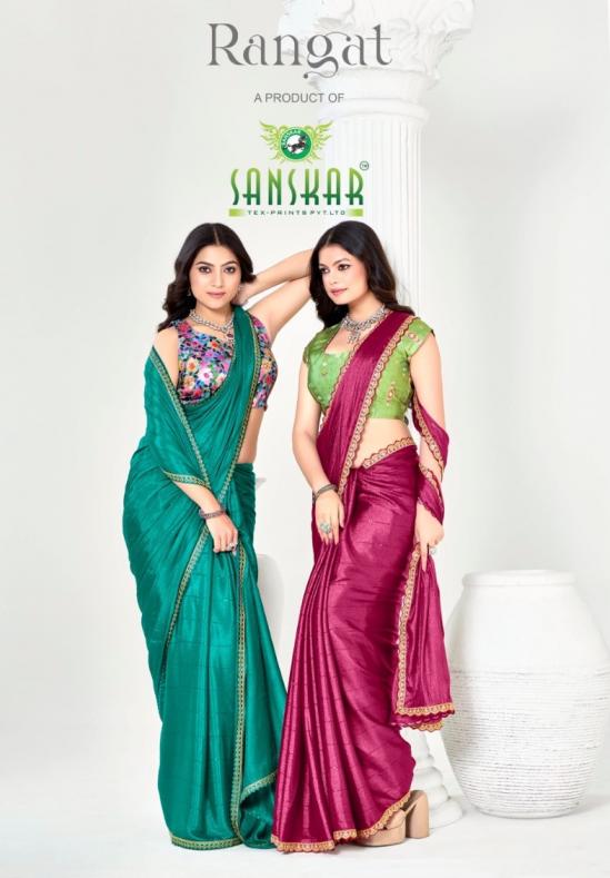 SANSKAR TEX PRINTS RANGAT FANCY SARTIN SEQUENCE WORK SAREES 