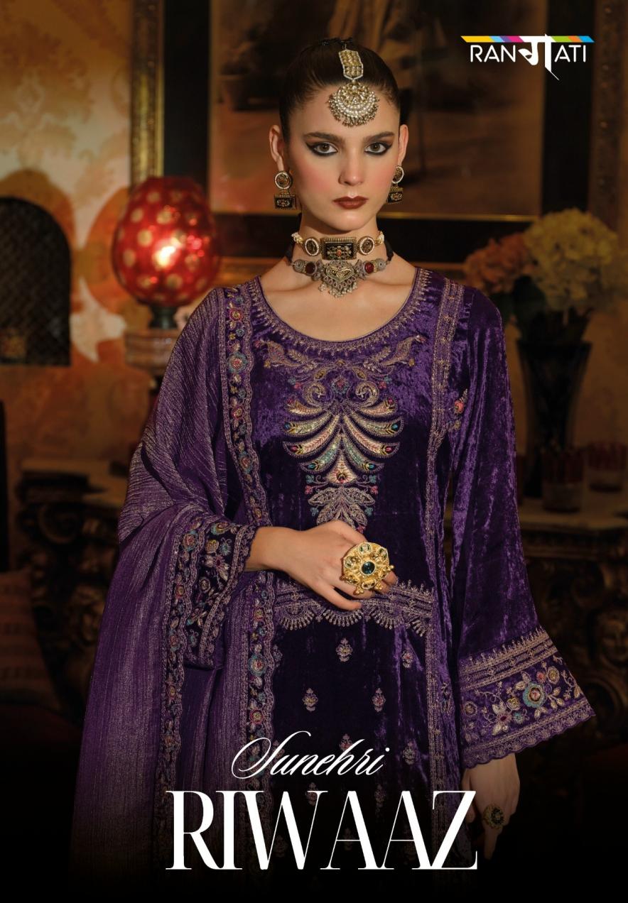 RANGATI PRINTS RIWAAZ SILK VELVET STYLISH WINTER 3PCS DRESS