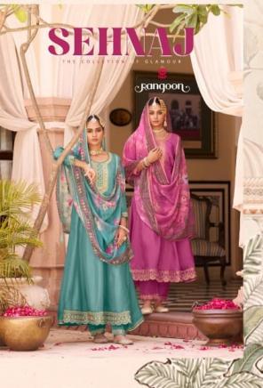 SEHNAJ BY RANGOON READYMADE SILK ANARKALI STYLE SUITS 