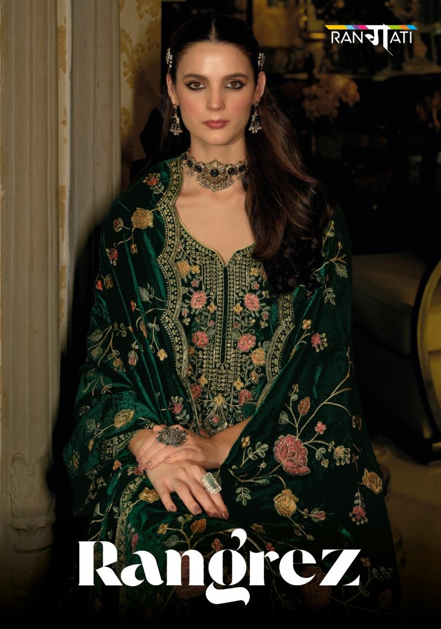 RANGATI PRINTS RANGREZ AMAZING VELVET UNSTITCH SUITS 