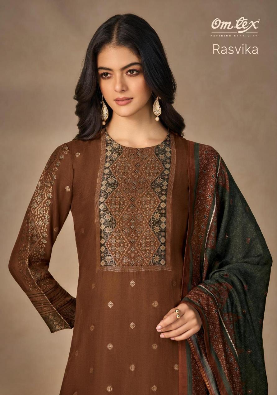 OMTEX RASVIKA PRETTY LOOK MUSLIN JACQUARD FANCY 3PCS DRESS