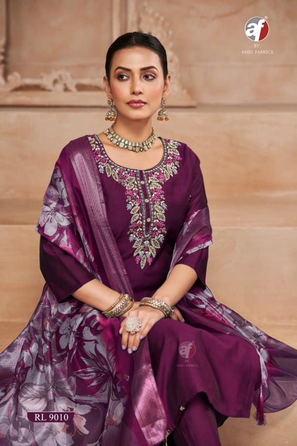 ANJU FAB RL 9010 ROMAN SILK FULLY STITCH COMBO SET SALWAR SUIT