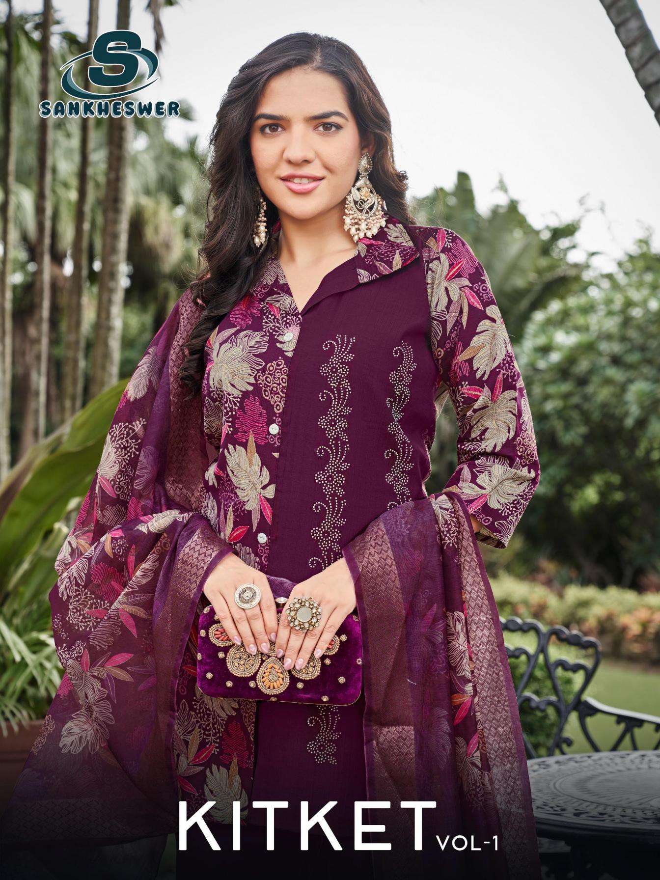 KITKET VOL 1 BY SANKHESWER VERTICAN STYLISH FULL STITCH PLAZZO SUITS 